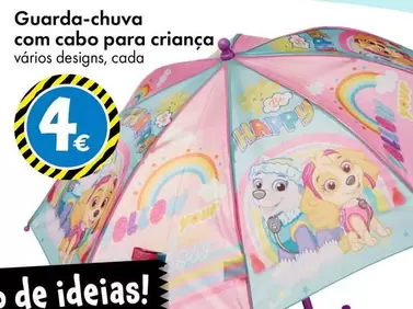 Oferta de Guarda-chuva Com Cabo Para Criança por 4€ em Tedi