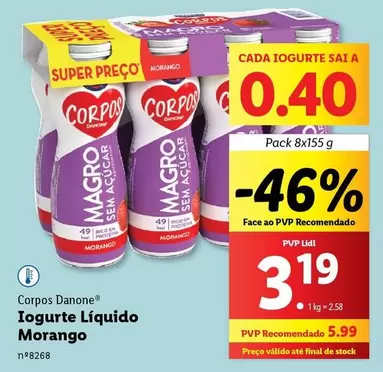 Oferta de Danone - Iogurte Liquido Morango por 3,19€ em Lidl