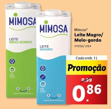 Oferta de Mimosa - Leite Magro/Meio-gordo por 0,86€ em Lidl