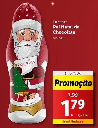 Oferta de Favorina - Pai Natal De Chocolate por 1,79€ em Lidl