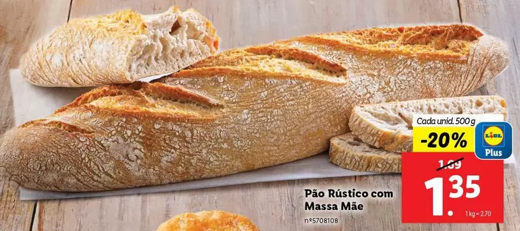 Oferta de .Com - Pao Rustico Com Massa Mae por 1,35€ em Lidl