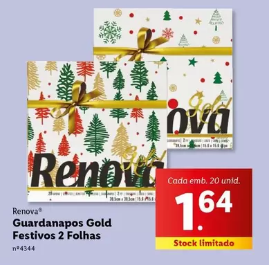 Oferta de Renova - Guardanapos Gold Festivos 2 Folhas por 1,64€ em Lidl