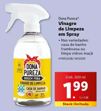 Oferta de Vinagre De Limpeza Em Spray por 1,99€ em Lidl