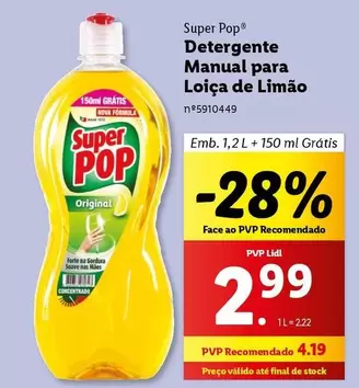 Oferta de Super Pop - Detergente Manual Para Loica De Limão por 2,99€ em Lidl