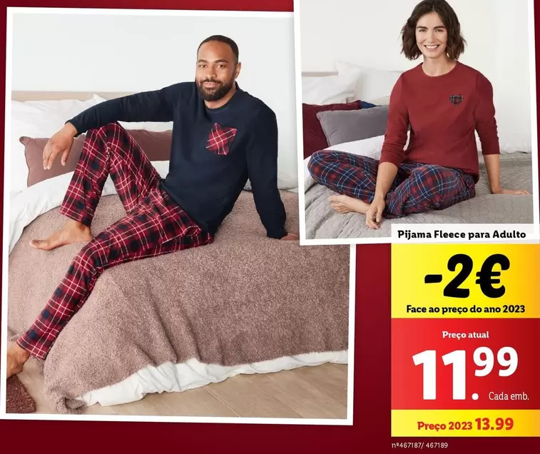 Oferta de Pijama Fleece Para Adulto por 11,99€ em Lidl