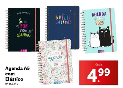 Oferta de A+ - Agenda A5 com Elástico por 4,99€ em Lidl