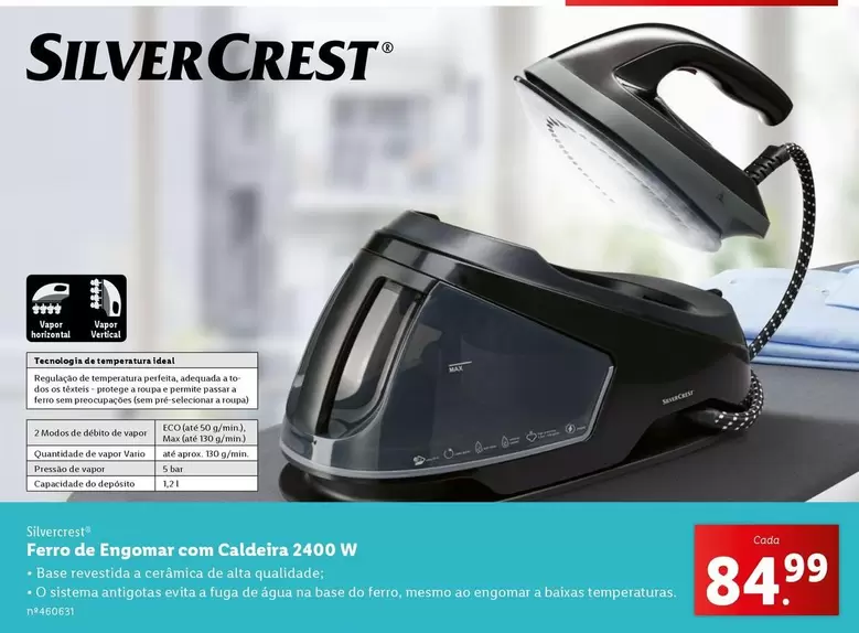 Oferta de Silvercrest - Ferro De Engomar Con Caldeira 2400 W por 84,99€ em Lidl