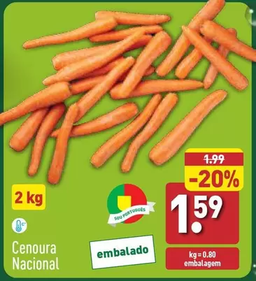 Oferta de Cenoura Nacional por 1,59€ em Aldi