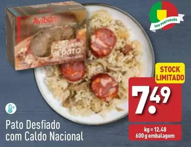 Oferta de  Pato Desfiado Com Caldo Nacional por 7,49€ em Aldi