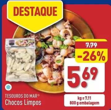 Oferta de Tesouros Do Mar - Chocos Limpos por 5,69€ em Aldi