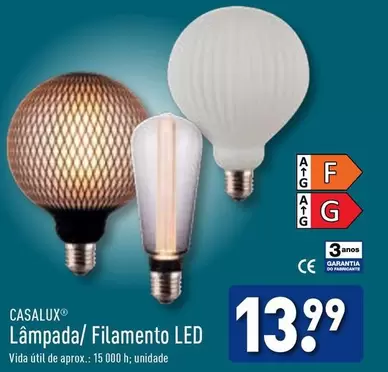 Oferta de Casalux - `Lampada/Filamento LED por 13,99€ em Aldi