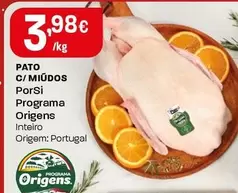 Oferta de Programa Origens - Pato C/ Miudos por 3,98€ em Intermarché