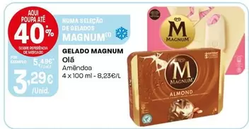 Oferta de Gelado Magnum por 3,29€ em Intermarché