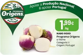 Oferta de Programa Origens - Nabo Roxo por 1,99€ em Intermarché