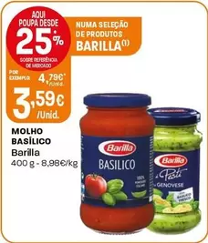 Oferta de Barilla - Molho Basilico por 3,59€ em Intermarché