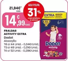 Oferta de Dodot - Fraldas Activity Extra por 14,99€ em Intermarché