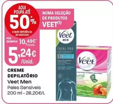 Oferta de Veet Men - Creme Depilatório  por 5,24€ em Intermarché