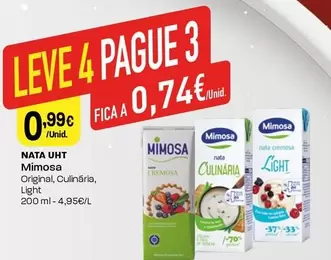 Oferta de Mimosa - Nata UHT por 0,99€ em Intermarché