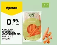 Oferta de Cenoura Biológica Continente Bio por 0,99€ em Continente