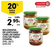 Oferta de Compal - Bolonhesa De Lentilhas/Caril De Grao/Chili De Feijão por 2,95€ em Continente