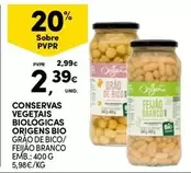 Oferta de Origens Bio - Conservas Vegetais Biologicas por 2,39€ em Continente