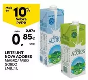 Oferta de Leite UHT Nova Açores por 0,85€ em Continente