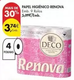 Oferta de Renova - Papel Higiénico por 3,74€ em Pingo Doce