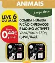 Oferta de ActivPet - Comida Humida P/cao C/ Pedacos E Molho por 0,44€ em Pingo Doce