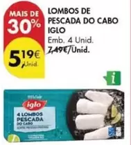 Oferta de Iglo - Lombos De Pescada Do Cabo por 5,19€ em Pingo Doce