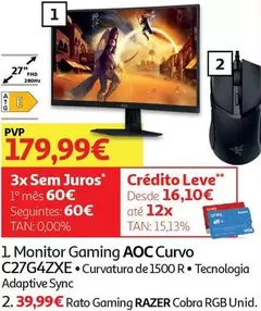 Oferta de Aoc - Rato Gaming Razer Cobra Rgb por 39,99€ em Auchan