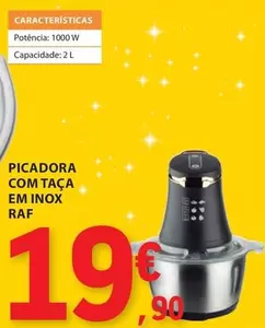 Oferta de .Com - Picadora Com Taça Em Inox Raf por 19,9€ em E.Leclerc