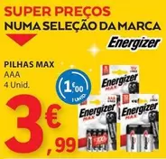 Oferta de Energizer - Pilhas Max por 3,99€ em E.Leclerc