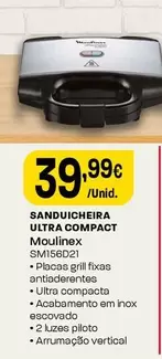 Oferta de Moulinex - Sanduicheira Ultra Compact SM156D21 por 39,99€ em Intermarché