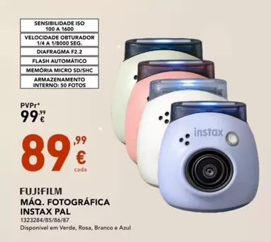 Oferta de Fujifilm -  Mãq. Fotografica Instax Pal por 89,99€ em Radio Popular