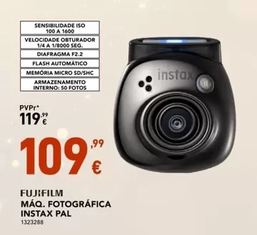 Oferta de Instax - Fujifilm Mão. Fotográfica  Pal por 109,99€ em Radio Popular