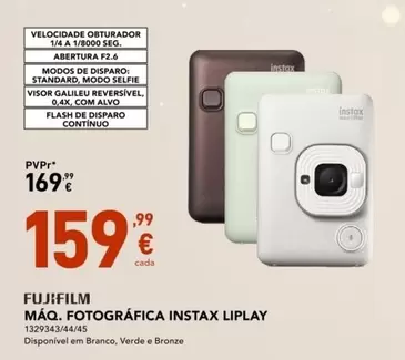 Oferta de Fujifilm - Maq. Fotografica Instax Liplay por 159,99€ em Radio Popular