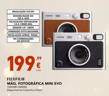 Oferta de A+ - Fujifilm Mão. Fotografica Mini Evo por 199,99€ em Radio Popular