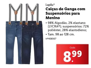 Oferta de Calças De Ganga Com Suspensorios Para Menino por 8,99€ em Lidl