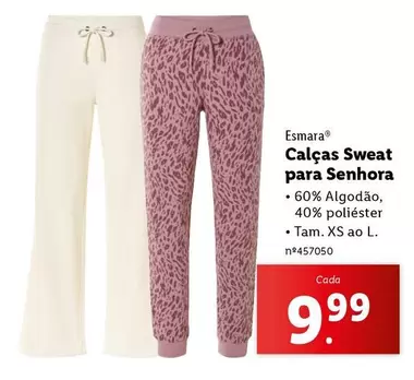 Oferta de Esmara - Calças Sweat Para Senhora por 9,99€ em Lidl