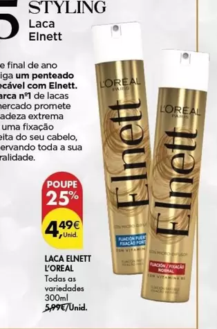 Oferta de L'Oréal - Laca Elnett por 4,49€ em Pingo Doce