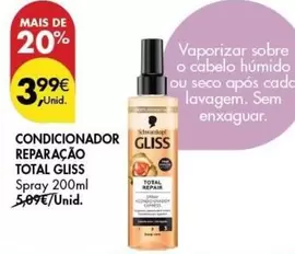 Oferta de Schwarzkopf - Condicionador Reparacao Total Gliss por 3,99€ em Pingo Doce