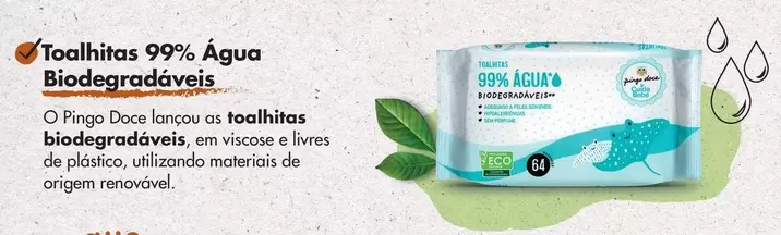 Oferta de Eco+ - Toalhitas 99% Água Biodegradaveisem Pingo Doce