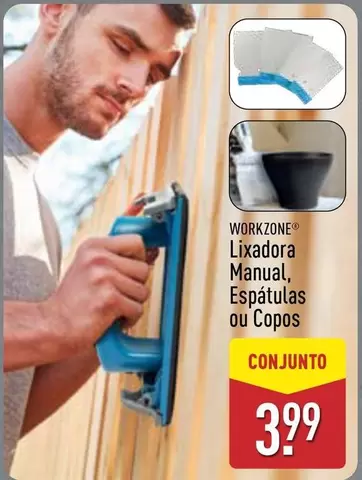 Oferta de Lixadora Manual, Espatulas Ou Copos por 3,99€ em Aldi