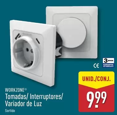 Oferta de Workzone - Tomadas/ Interruptores/ Variador De Luz por 9,99€ em Aldi