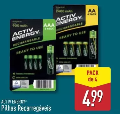 Oferta de Activ Energy - Pilhas Recarregaveis por 4,99€ em Aldi