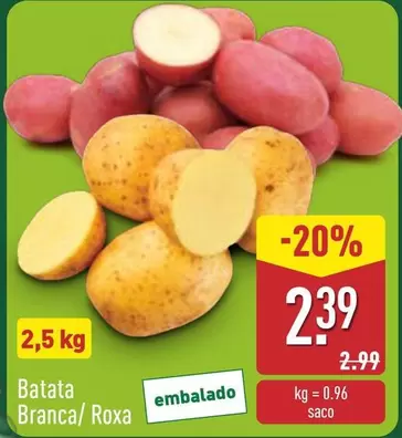 Oferta de Batata Branca/ Roxa por 2,39€ em Aldi