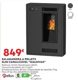 Oferta de A+ - Salamandra A Pellets Slim Canalizável por 849€ em Bricomarché