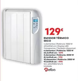 Oferta de Delba - Emissor Térmico Seco por 129€ em Bricomarché