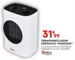 Oferta de Delba - Termoventilador Ceramico "munique" por 31,99€ em Bricomarché