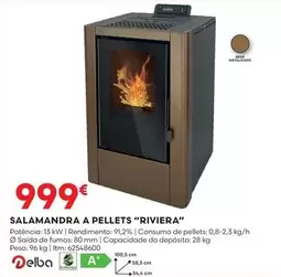 Oferta de A+ - Salamandra A Pellets "riviera" por 999€ em Bricomarché